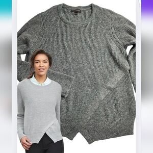 Banana Republic XL Green Gray Knit Split Sweater Wool Mohair Blend Cg-3053